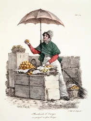 Orangenverkäuferin, Druck von Delpech, 1808